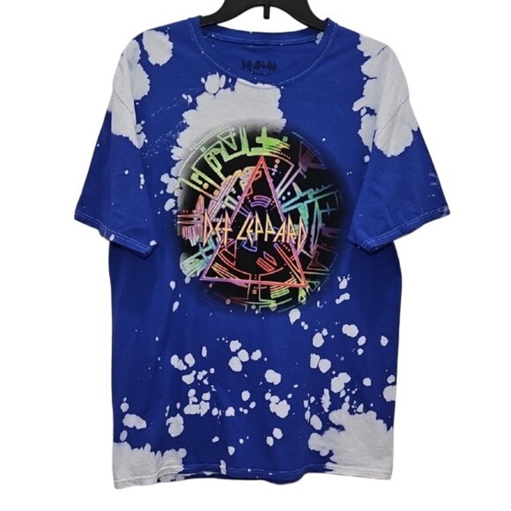 Def Leppard Graphic Band T-Shirt Medium New Neon Design Retro Colorful Tie Dye